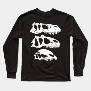 Torvosaurus Allosaurus Dilophosaurus fossil skulls Long Sleeve T-Shirt